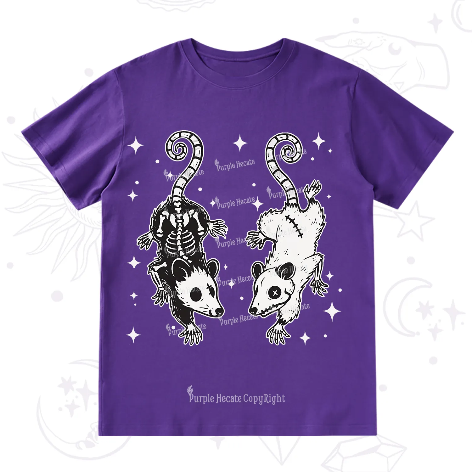 Purplehecate Moonlit Skeleton Rats T-Shirt