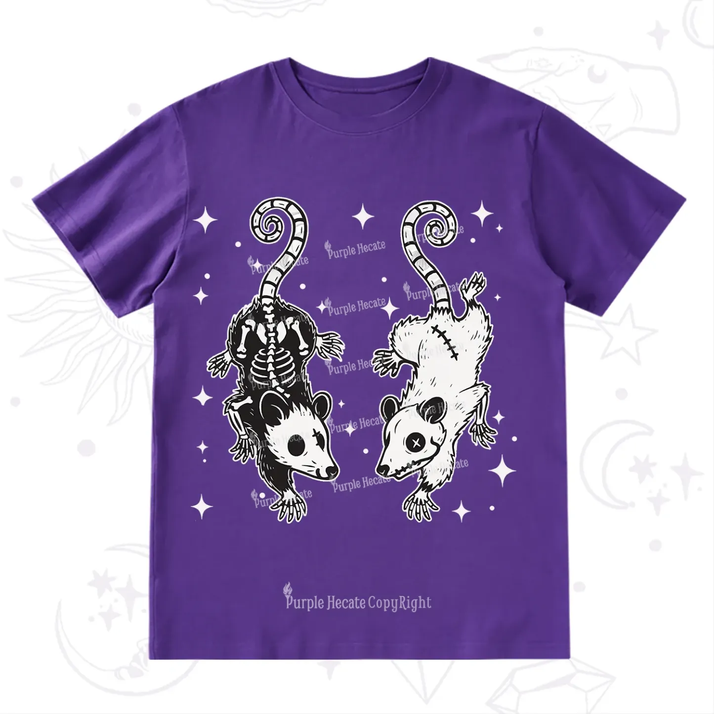 Purplehecate Moonlit Skeleton Rats T-Shirt