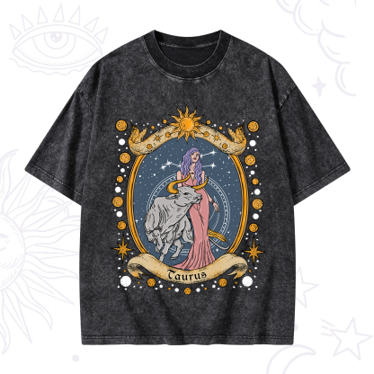 Purplehecate Celestial Taurus Zodiac Washed T-Shirt