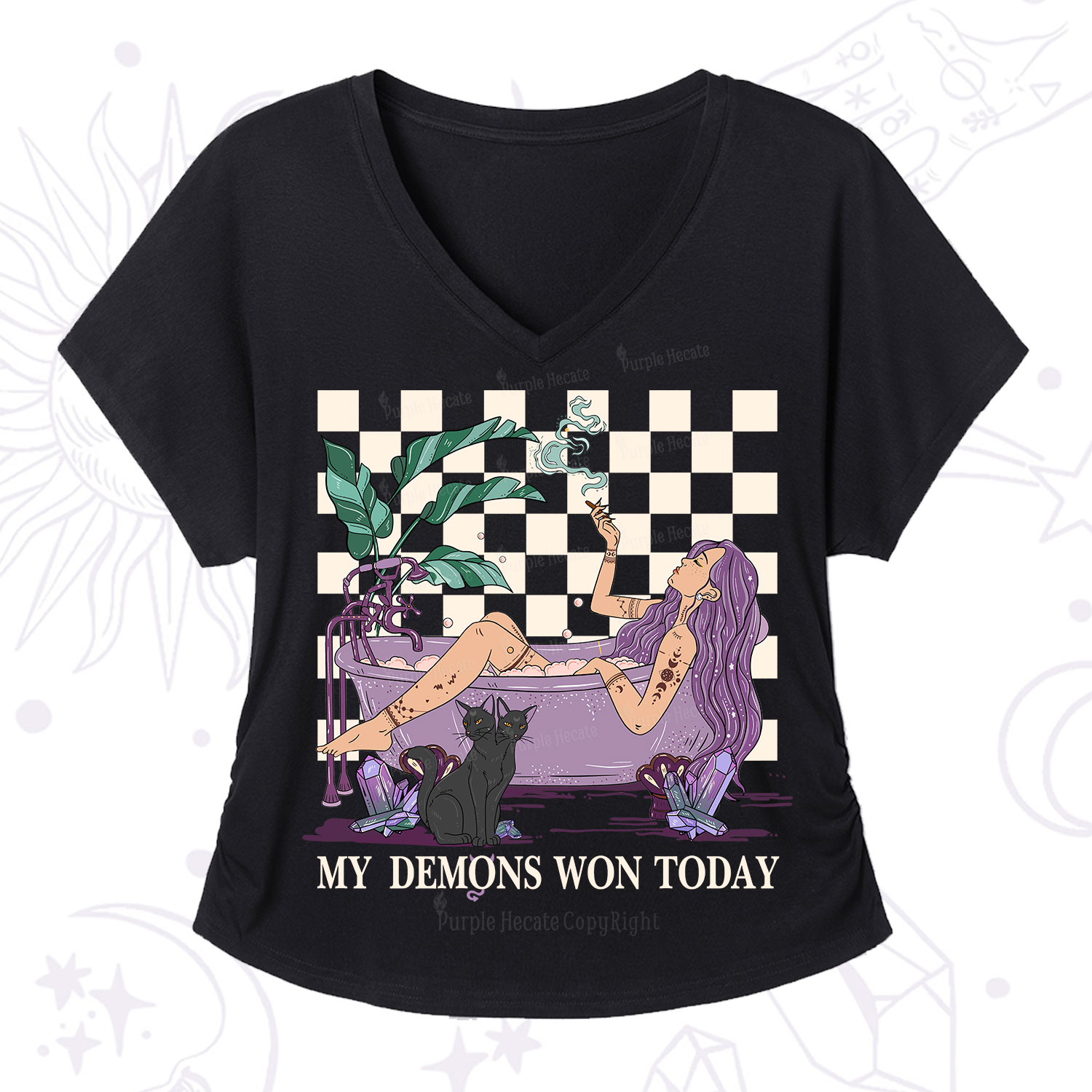Purplehecate My Demons Won Today V-Neck T-Shirt