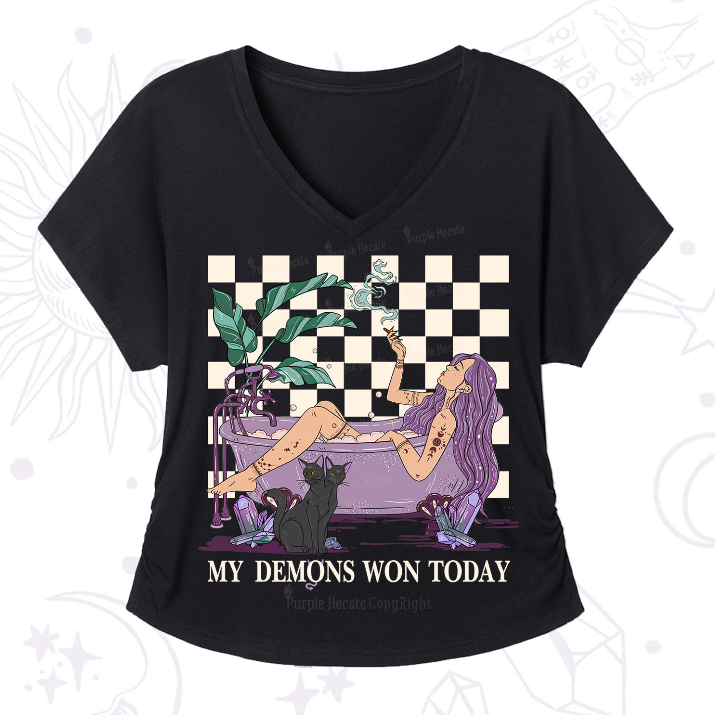 Purplehecate My Demons Won Today V-Neck T-Shirt