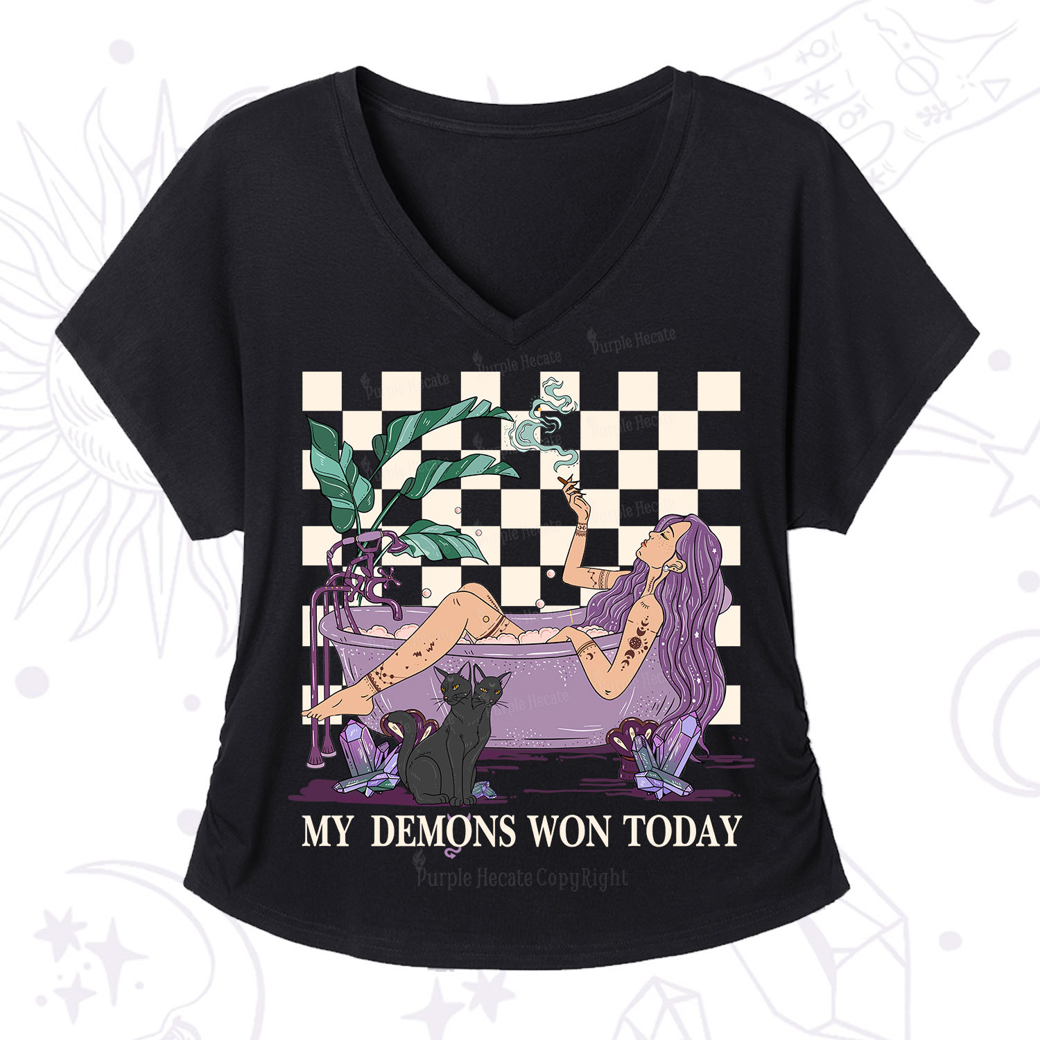 Purplehecate My Demons Won Today V-Neck T-Shirt