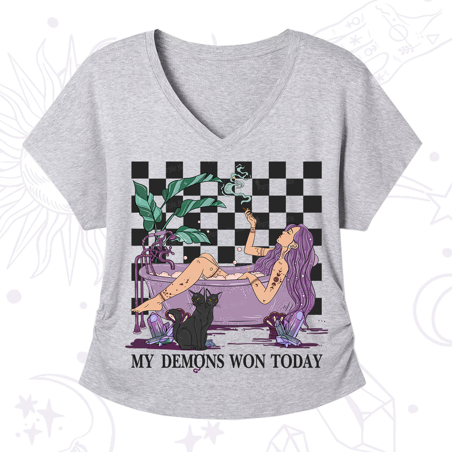 Purplehecate My Demons Won Today V-Neck T-Shirt