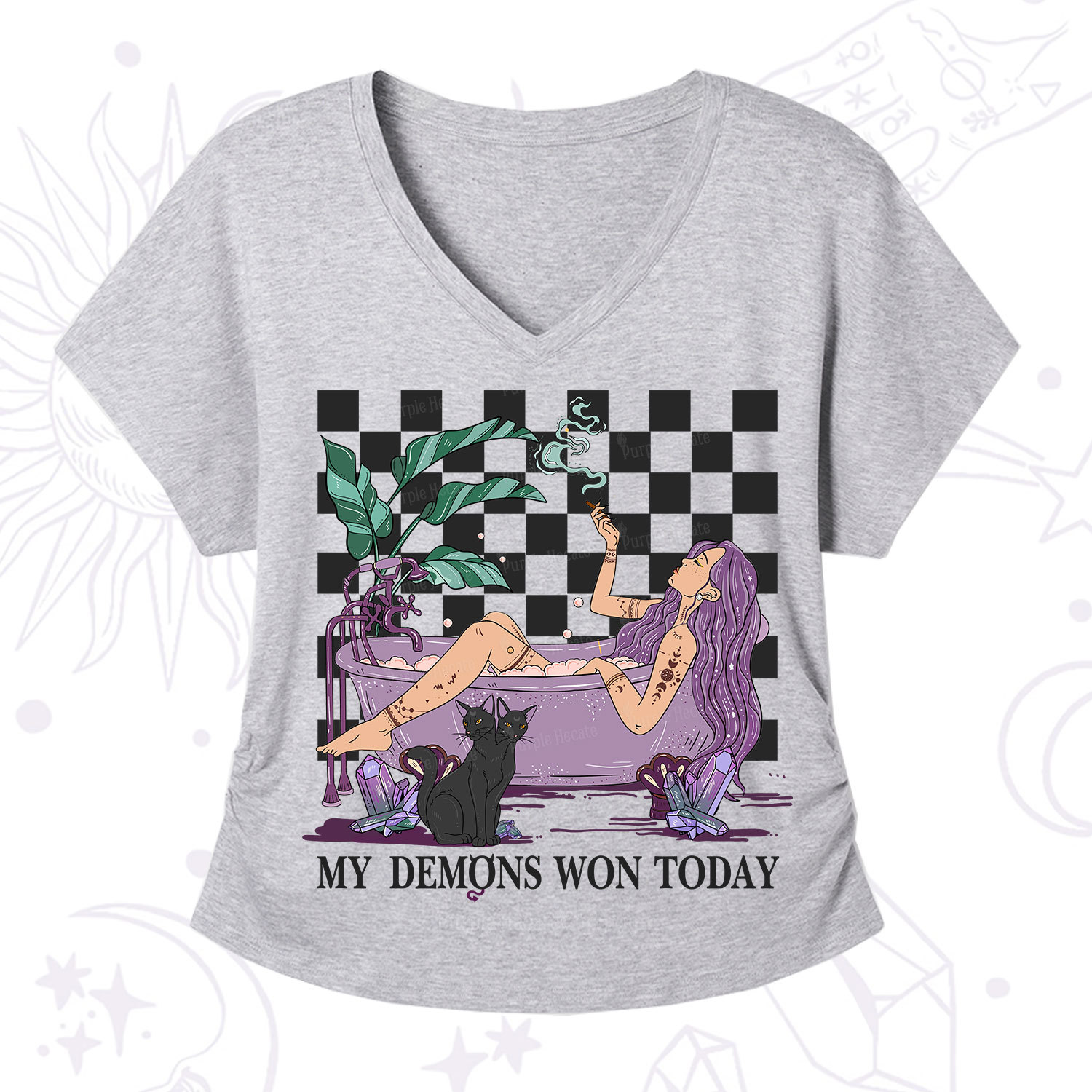 Purplehecate My Demons Won Today V-Neck T-Shirt