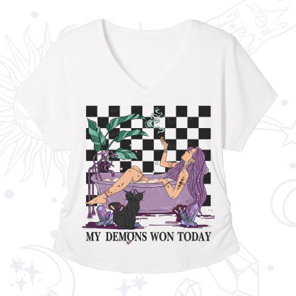 Purplehecate My Demons Won Today V-Neck T-Shirt