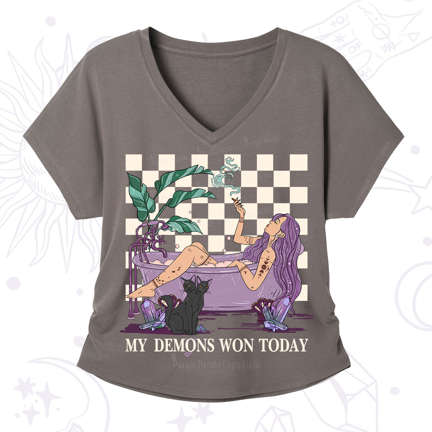 Purplehecate My Demons Won Today V-Neck T-Shirt