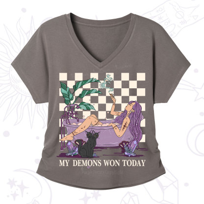 Purplehecate My Demons Won Today V-Neck T-Shirt