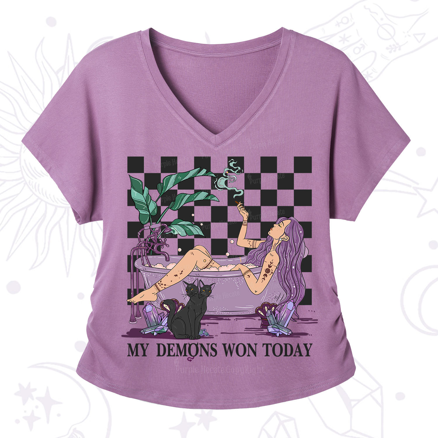 Purplehecate My Demons Won Today V-Neck T-Shirt