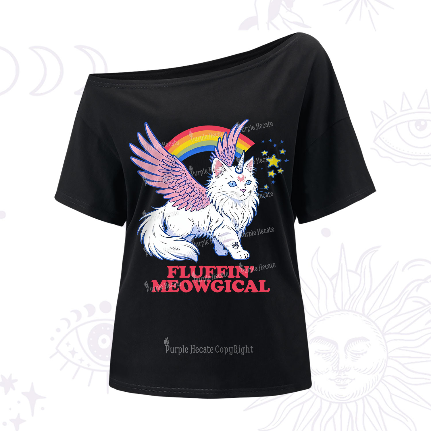 Purplehecate Fluffin Meowgical One Shoulder T-Shirt