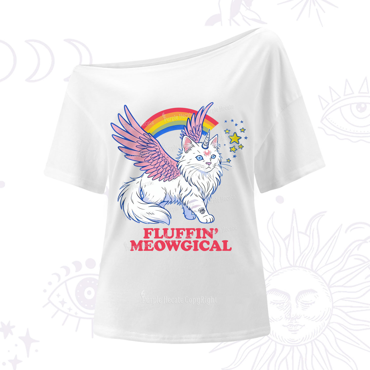 Purplehecate Fluffin Meowgical One Shoulder T-Shirt