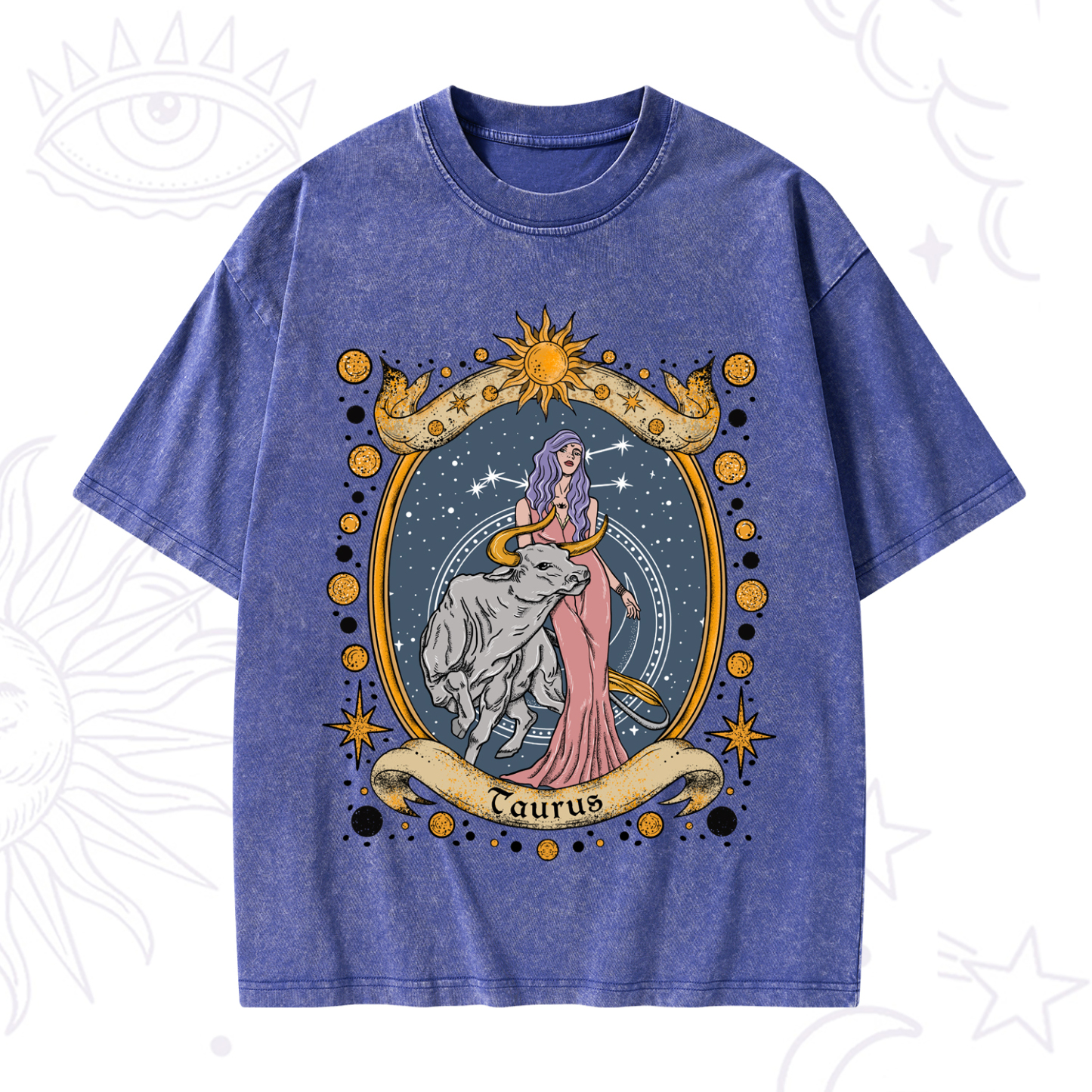 Purplehecate Celestial Taurus Zodiac Washed T-Shirt