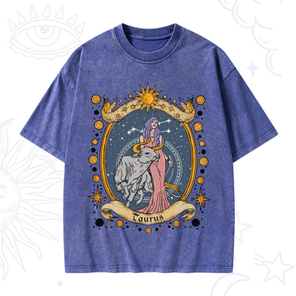 Purplehecate Celestial Taurus Zodiac Washed T-Shirt