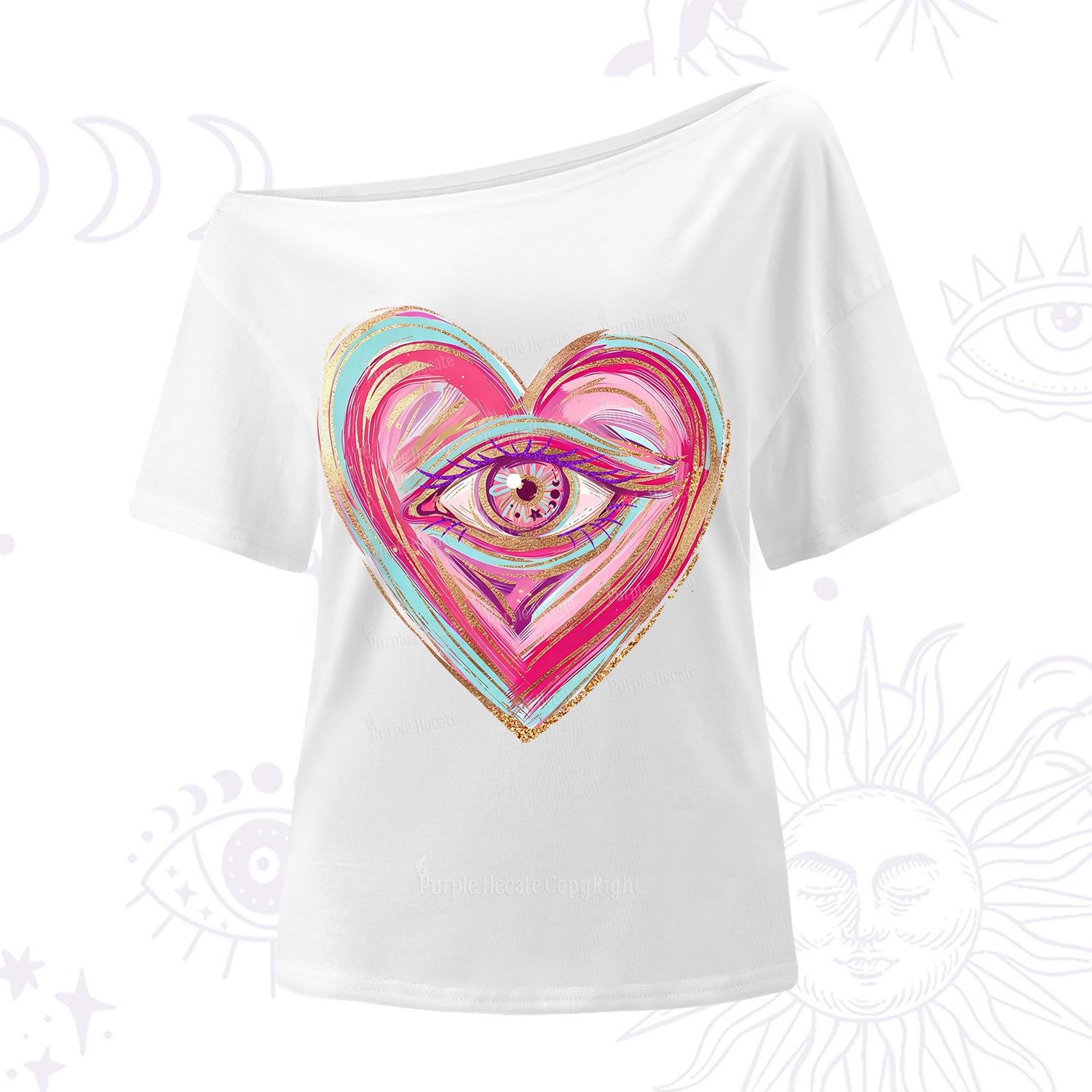 Purplehecate Eyes With Hearth One Shoulder T-Shirt