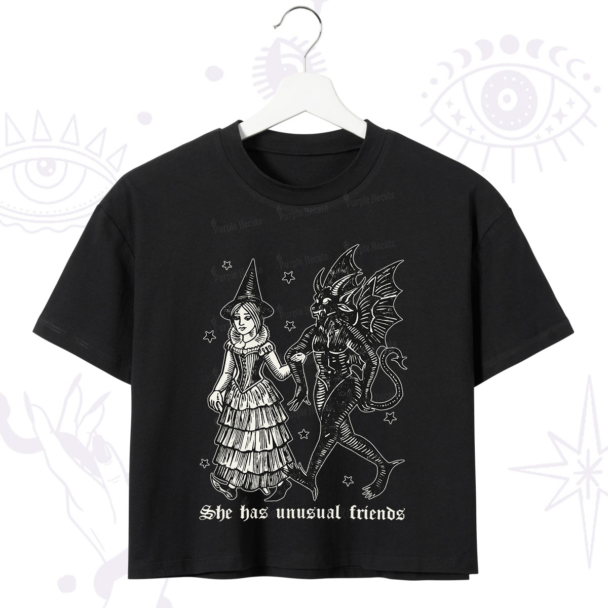 Purplehecate She Has Unusual Friends Crop T-Shirt