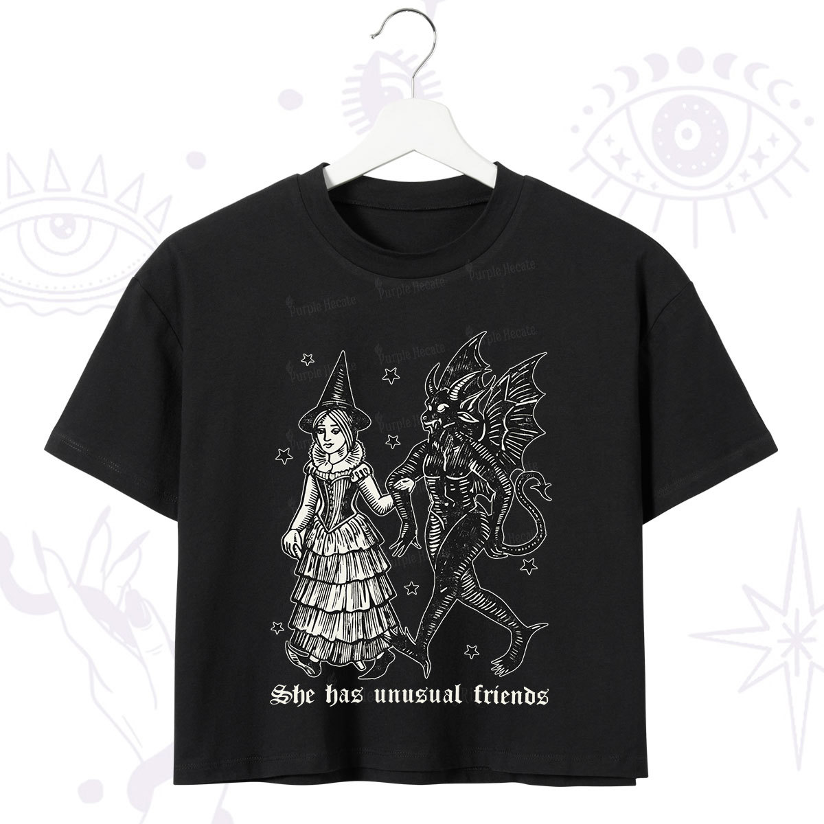 Purplehecate She Has Unusual Friends Crop T-Shirt