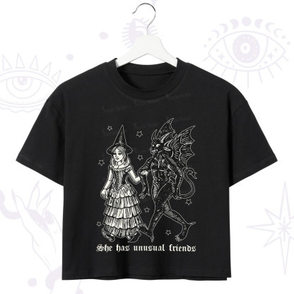 Purplehecate She Has Unusual Friends Crop T-Shirt
