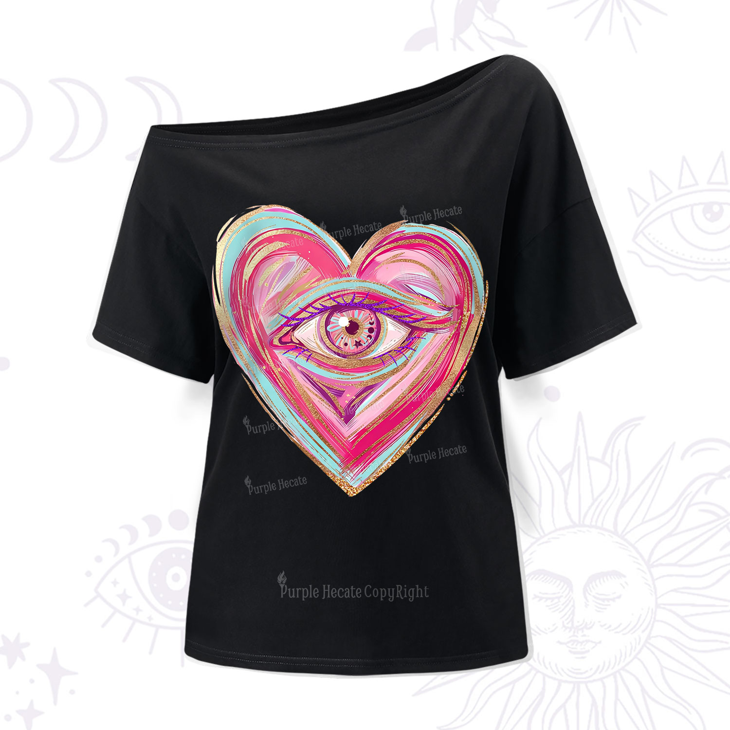 Purplehecate Eyes With Hearth One Shoulder T-Shirt