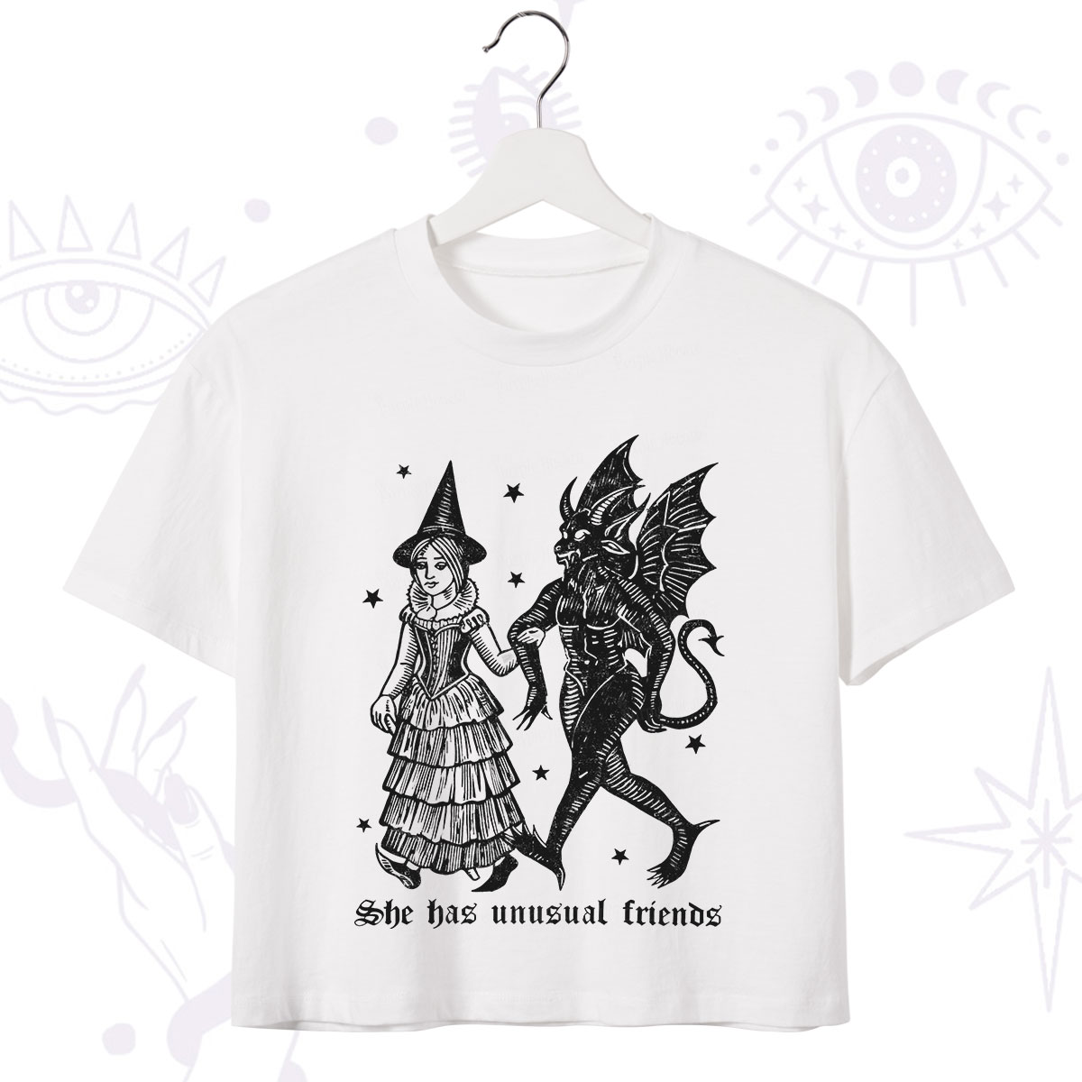Purplehecate She Has Unusual Friends Crop T-Shirt