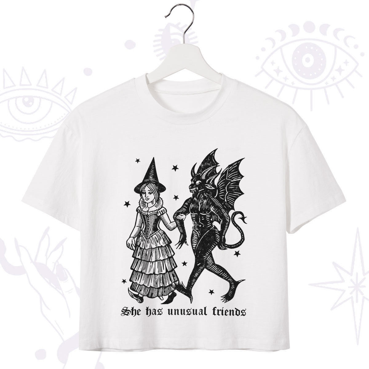 Purplehecate She Has Unusual Friends Crop T-Shirt