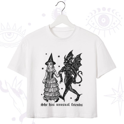 Purplehecate She Has Unusual Friends Crop T-Shirt