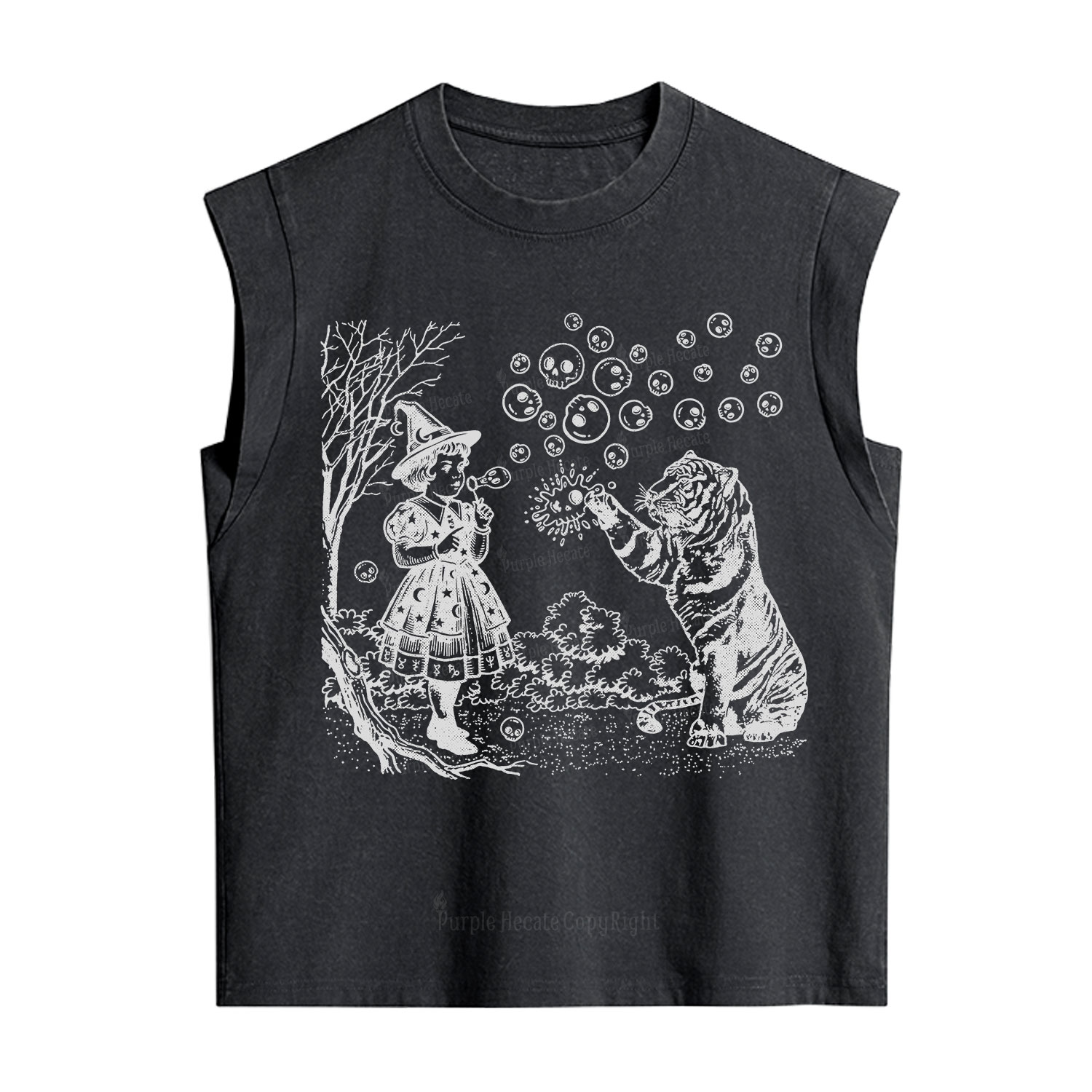 Purplehecate Girl and Tiger Vintage Washed Tank