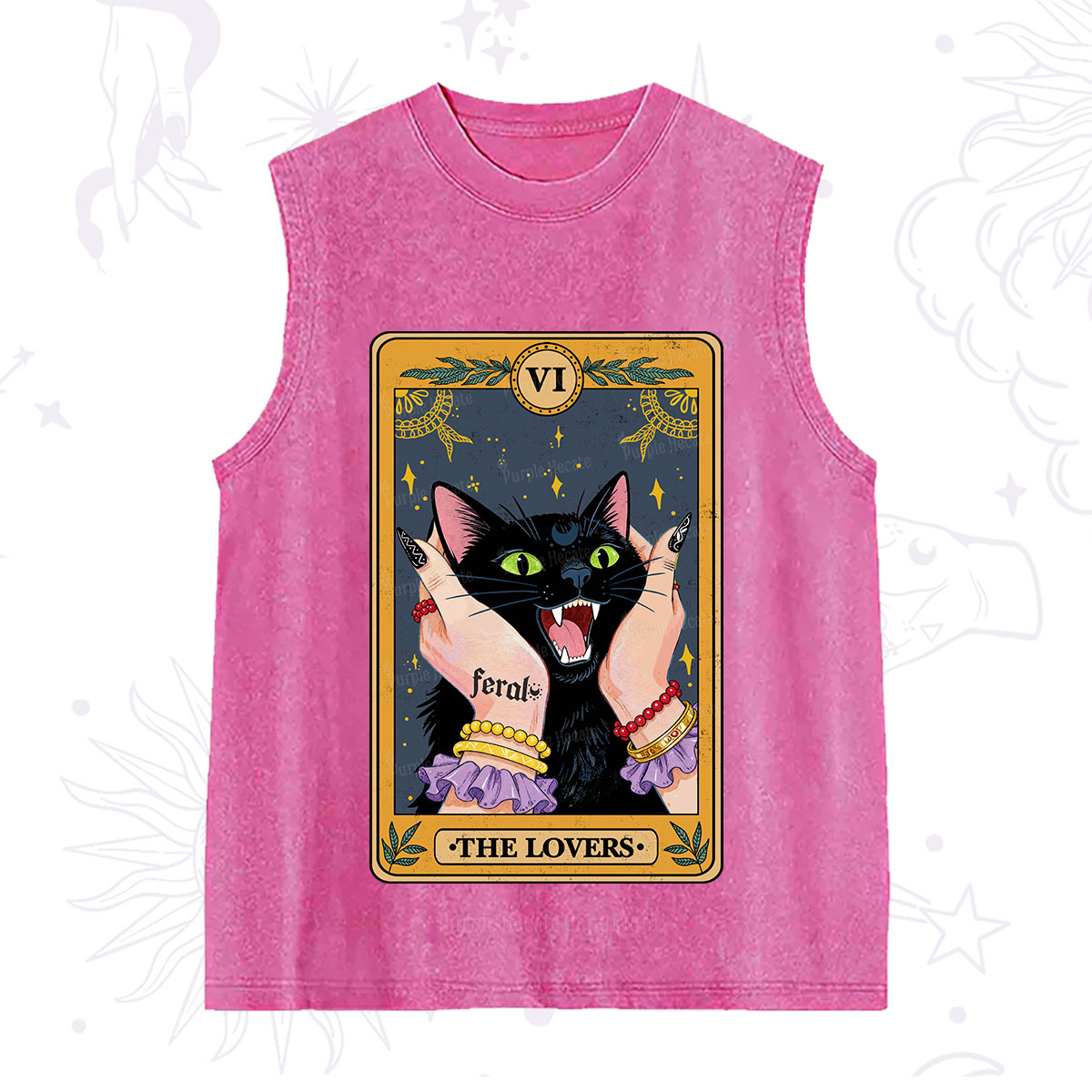 Purplehecate The Lovers Tarot Feral Cat Washed Tank
