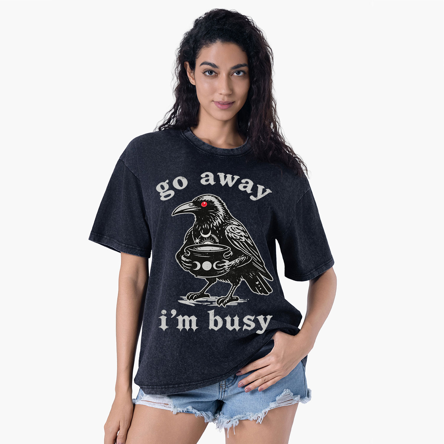 Purplehecate Go Away I'm Busy Washed T-Shirt