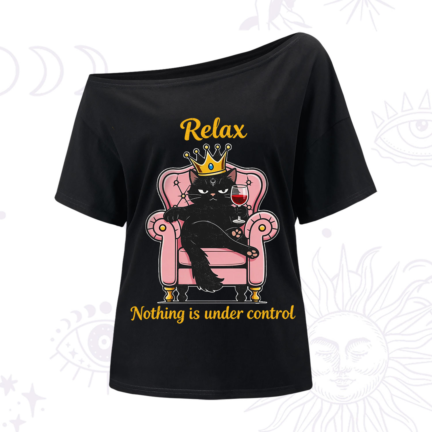 Purplehecate Relax Nothing Is Under Control One Shoulder T-Shir