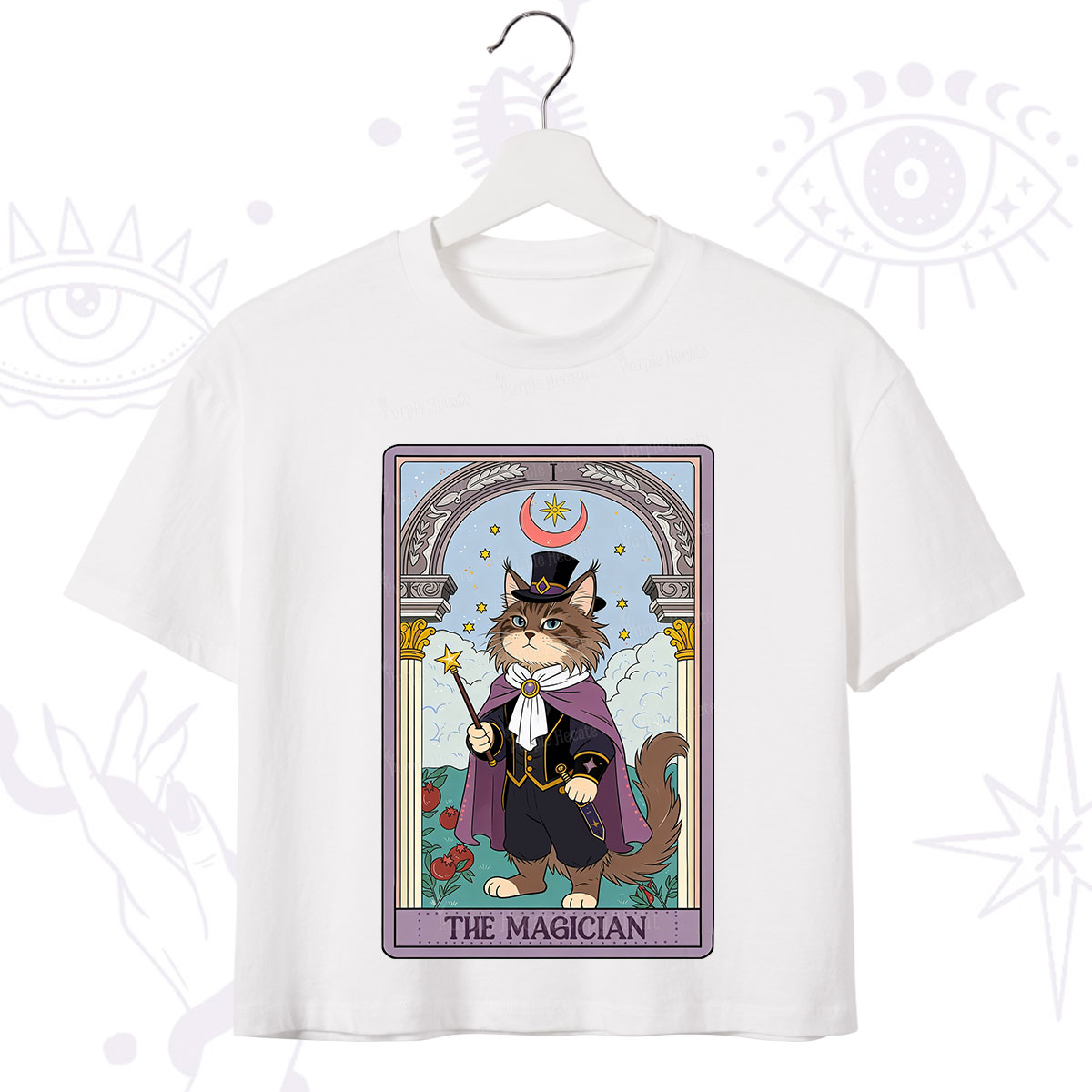 Purplehecate The Magician Cat Tarot Crop T-Shirt