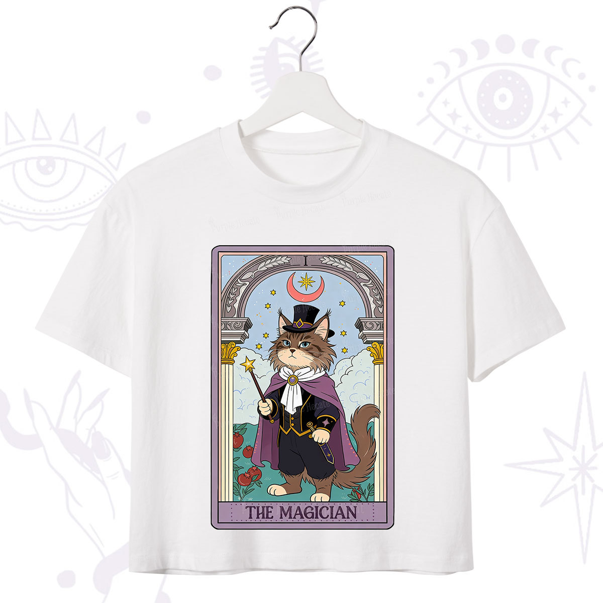 Purplehecate The Magician Cat Tarot Crop T-Shirt