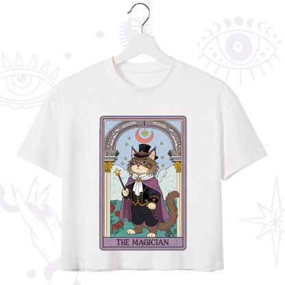 Purplehecate The Magician Cat Tarot Crop T-Shirt