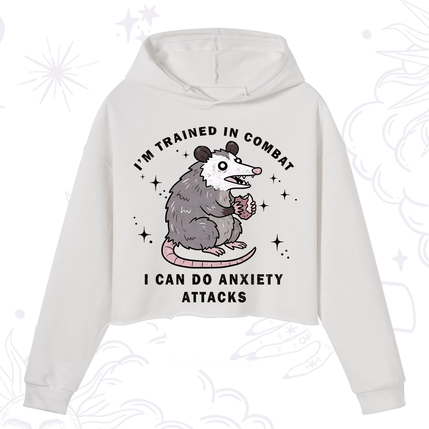 Purplehecate Anixety Attack Opossum Crop Hoodie