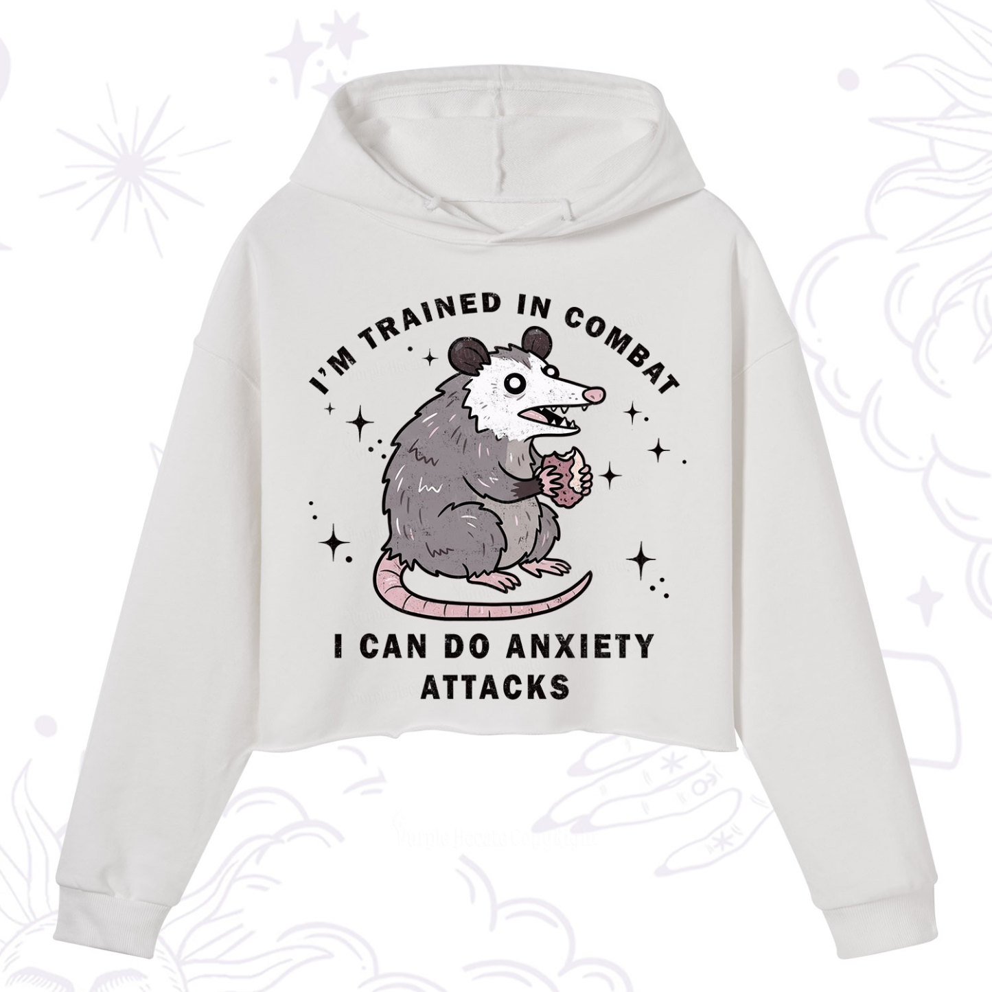 Purplehecate Anixety Attack Opossum Crop Hoodie