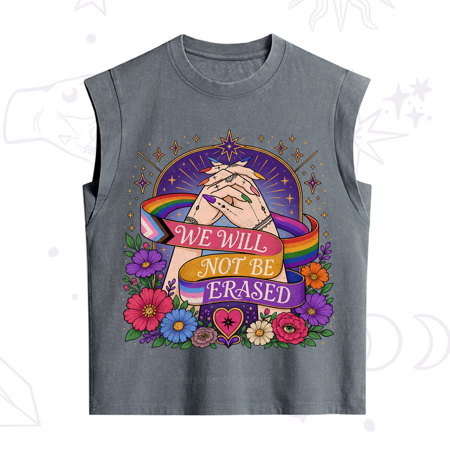 Purplehecate We Will Not Be Erased Pride Vintage Washed Tank