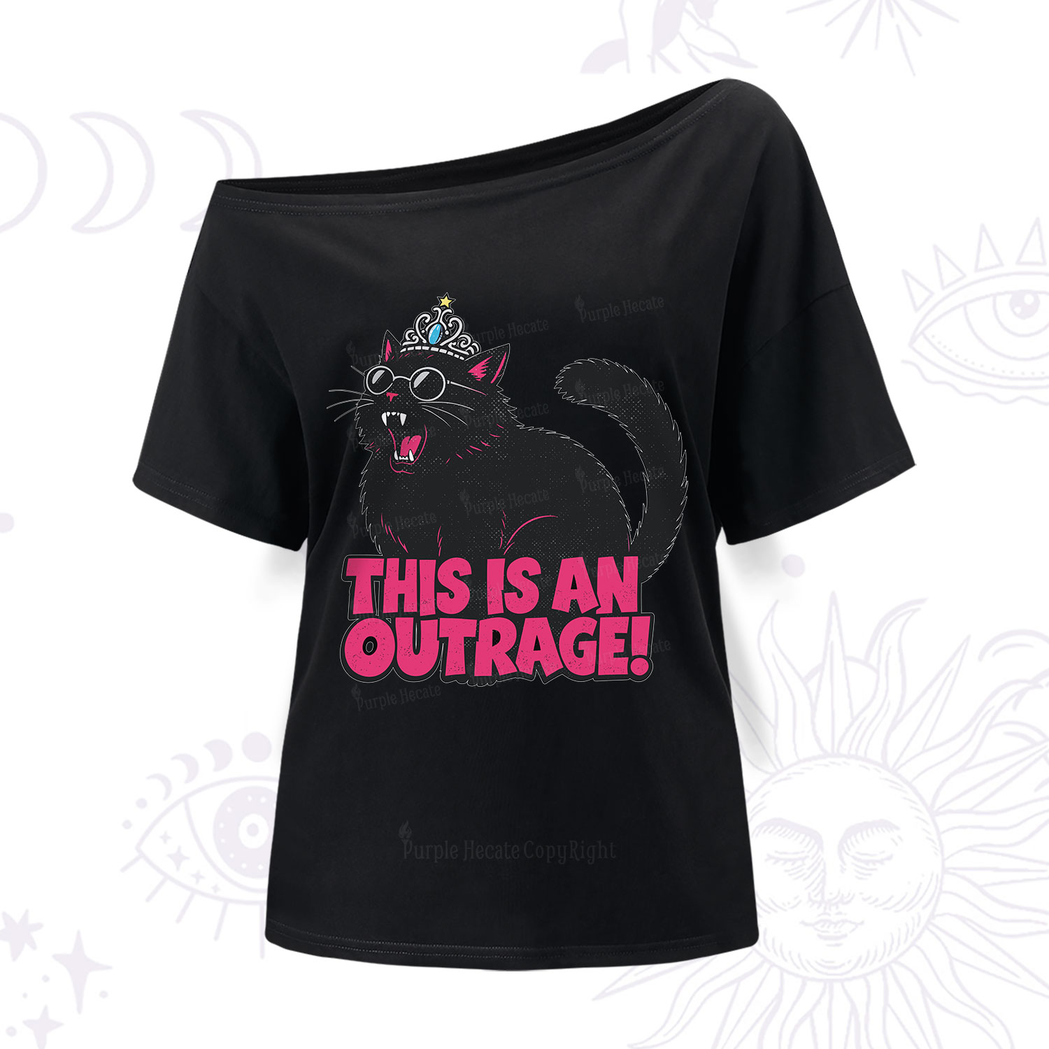 Purplehecate This is an outrage Princess Cat One Shoulder T-Shirt