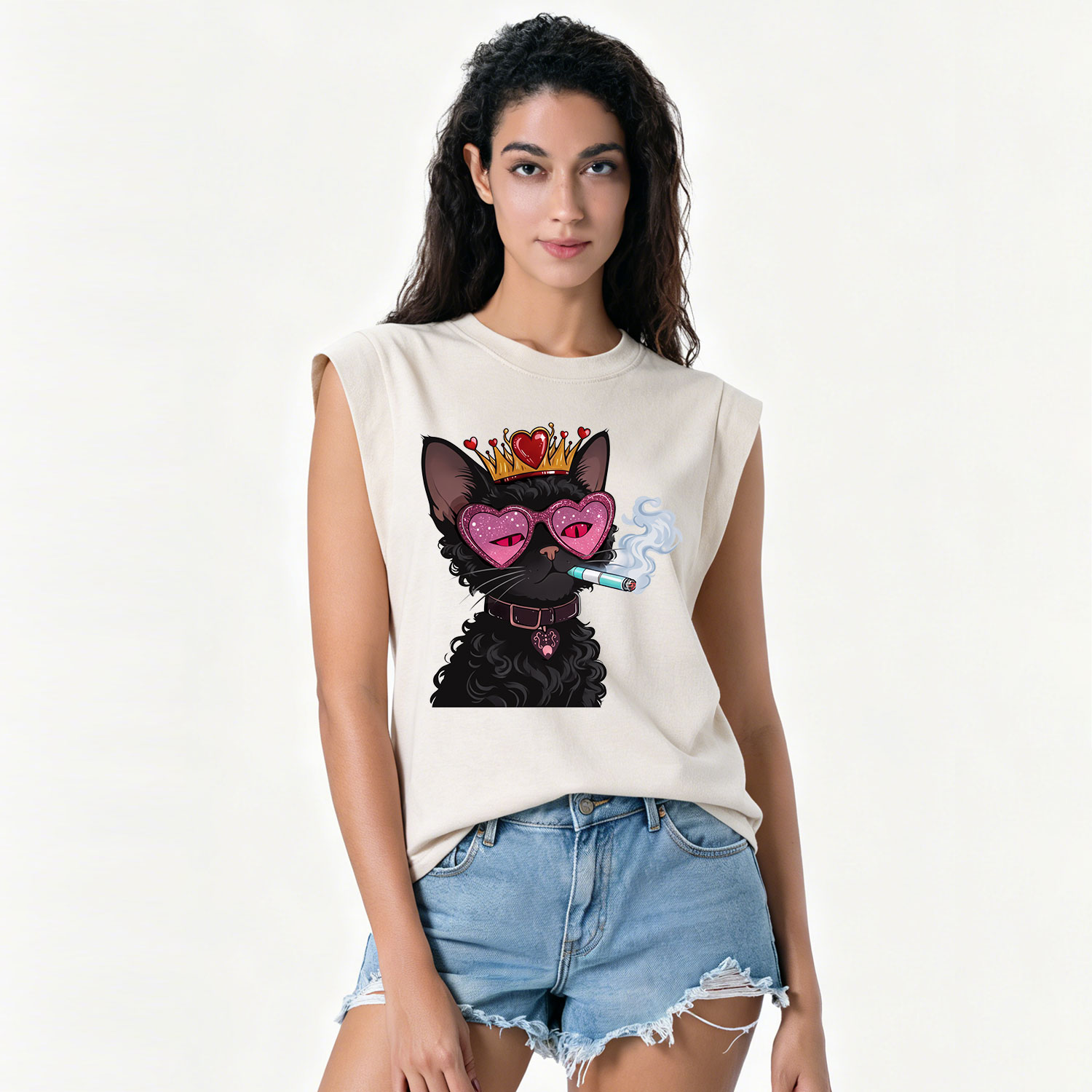 Purplehecate Join the Baddie Era Queen Cat Vintage Washed Tank