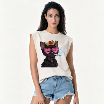 Purplehecate Join the Baddie Era Queen Cat Vintage Washed Tank