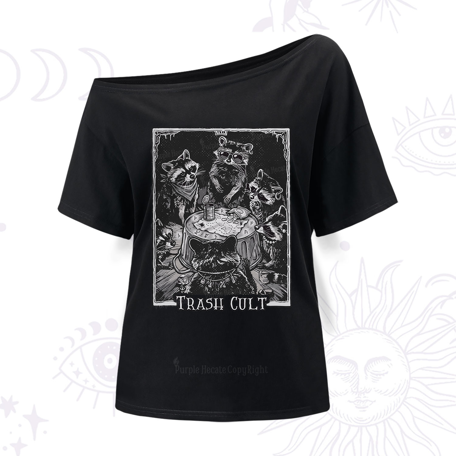 Purplehecate Trash Cult Raccoon One Shoulder T-Shirt