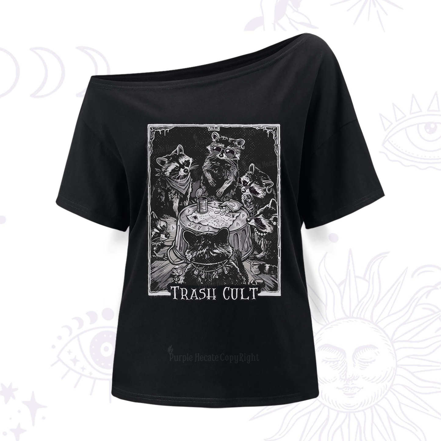 Purplehecate Trash Cult Raccoon One Shoulder T-Shirt