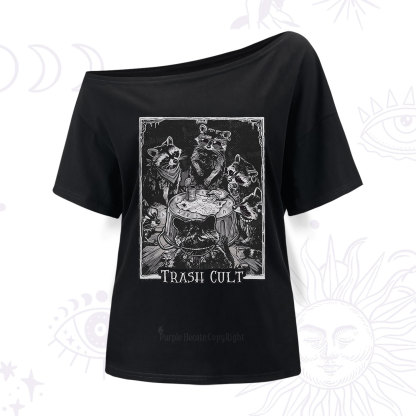 Purplehecate Trash Cult Raccoon One Shoulder T-Shirt