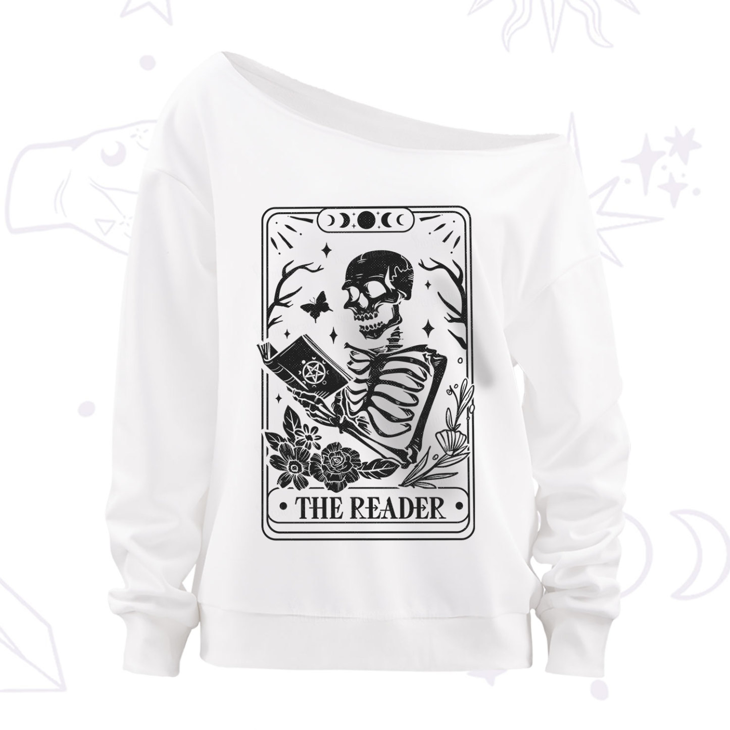 Purplehecate The Reader Tarot Card Off The Shoulder Sweatshirt