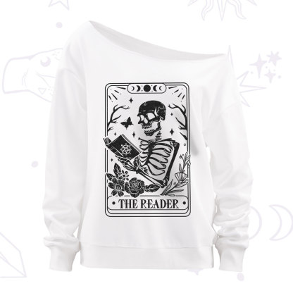 Purplehecate The Reader Tarot Card Off The Shoulder Sweatshirt