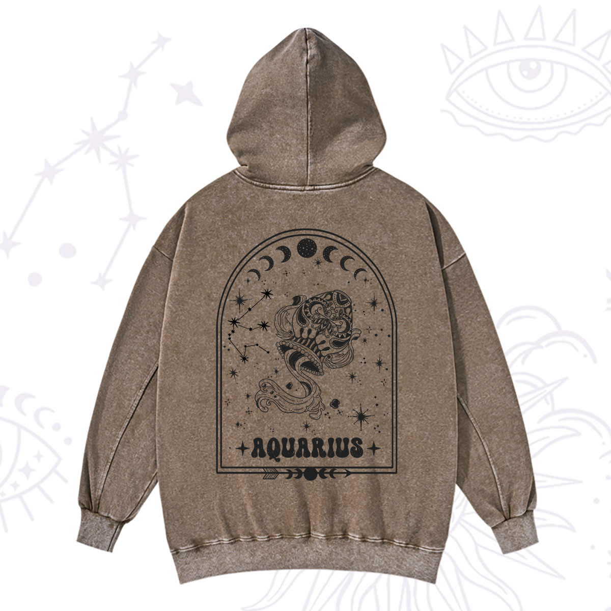 Purplehecate Zodiac Aquarius Under the Stars Washed Hoodie