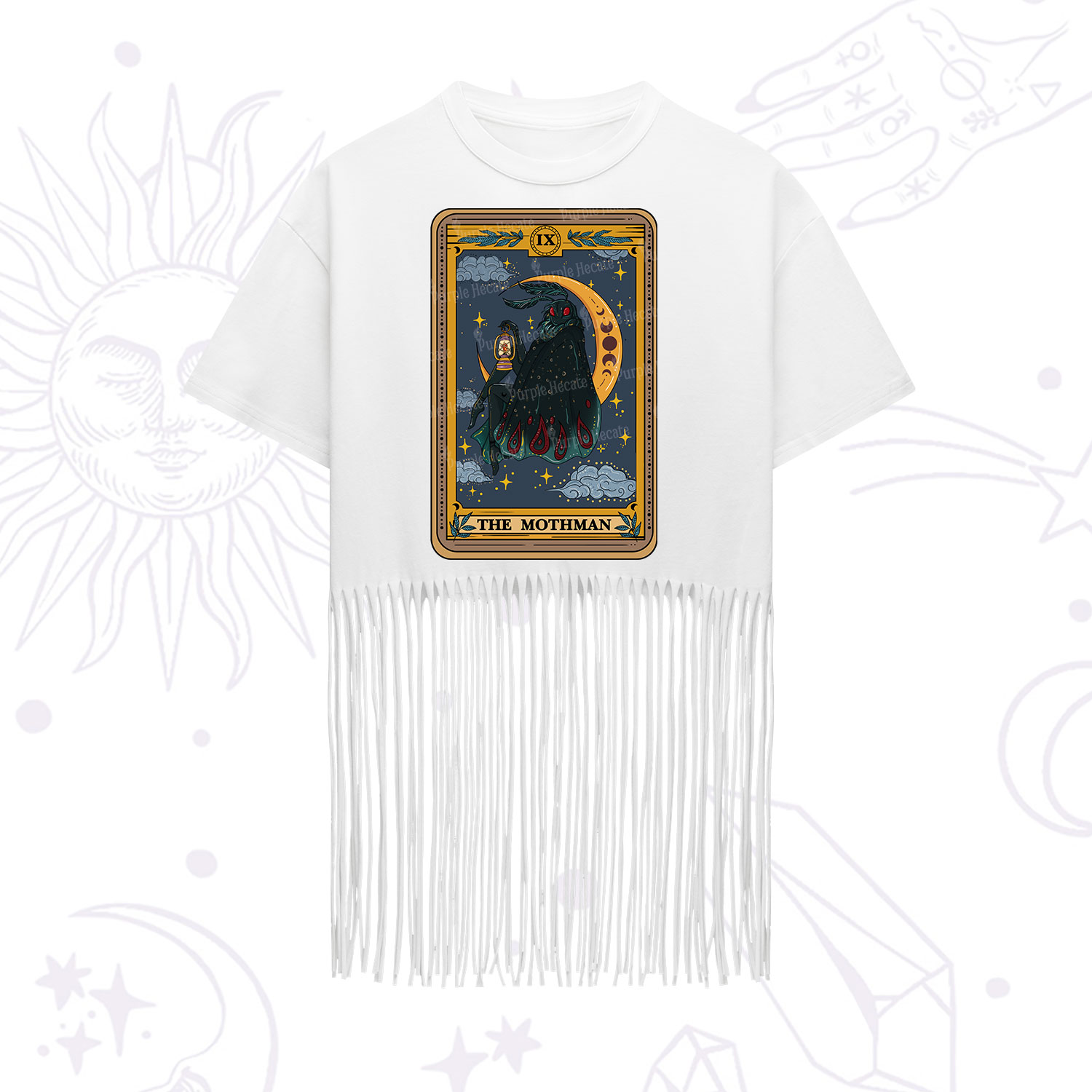 Purplehecate The Mothmen Tarot Fringe Hem T-Shirt