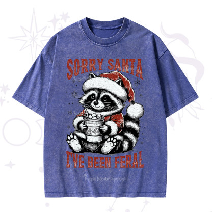 Purplehecate Sorry Santa I've Been Feral Christmas Washed T-Shirt