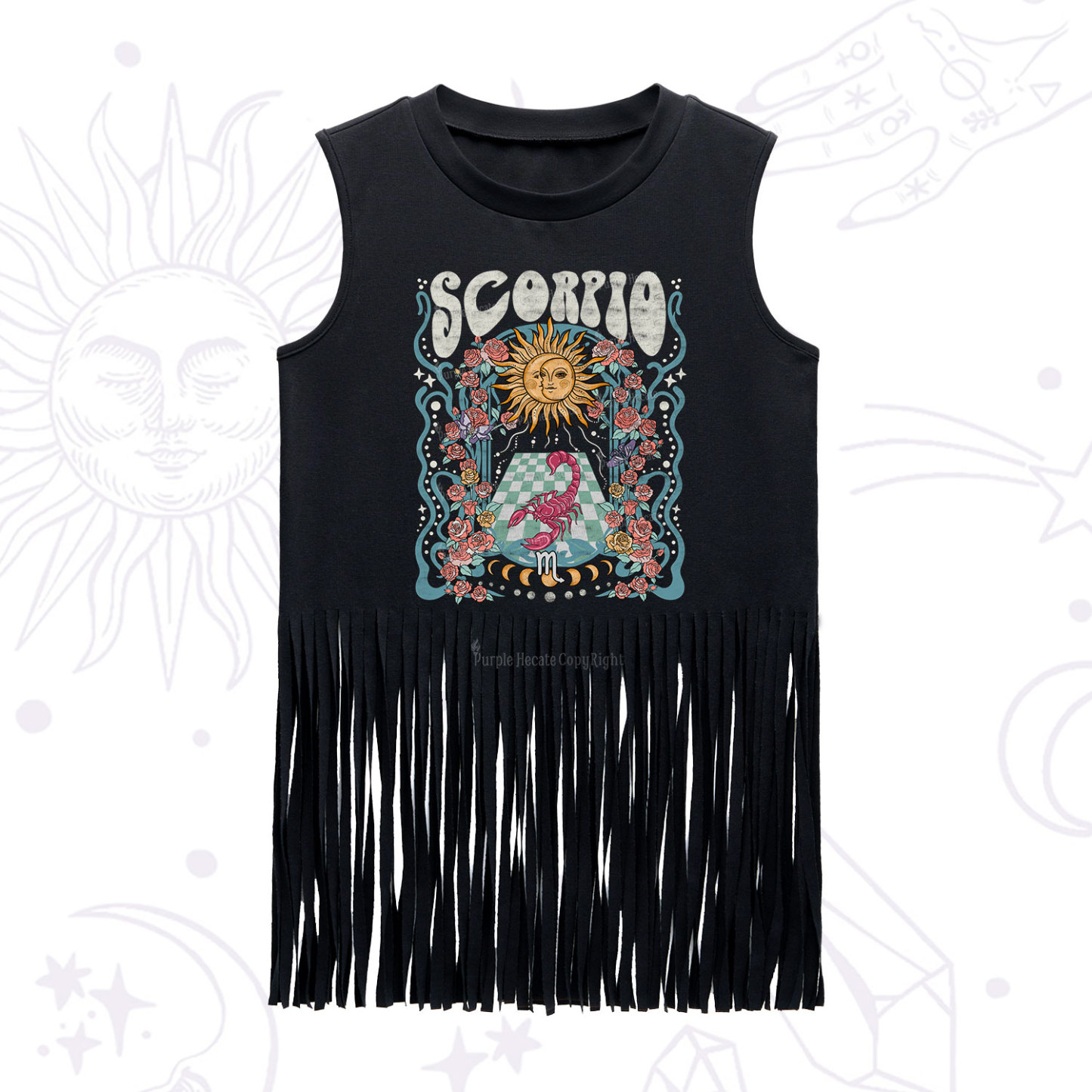 Purplehecate Scorpio Spirit Zodiac Fringe Tank Top
