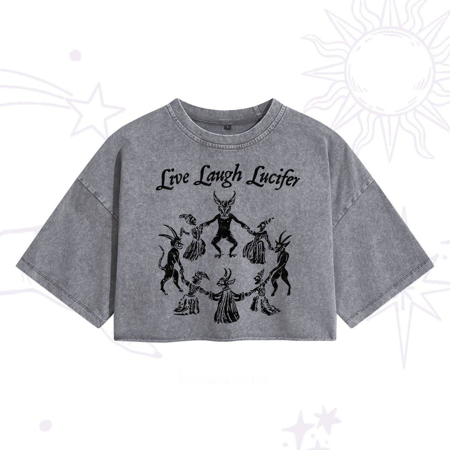 Purplehecate Live Laugh Lucifer Washed Cropped T-Shirt