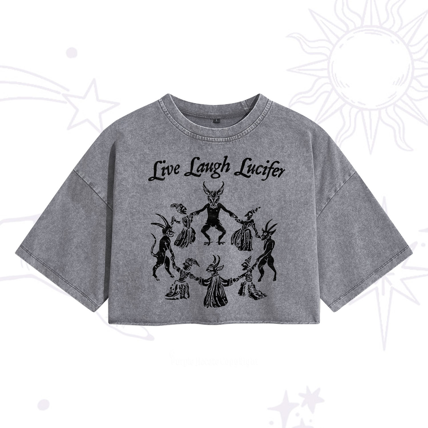 Purplehecate Live Laugh Lucifer Washed Cropped T-Shirt