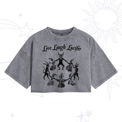 Purplehecate Live Laugh Lucifer Washed Cropped T-Shirt