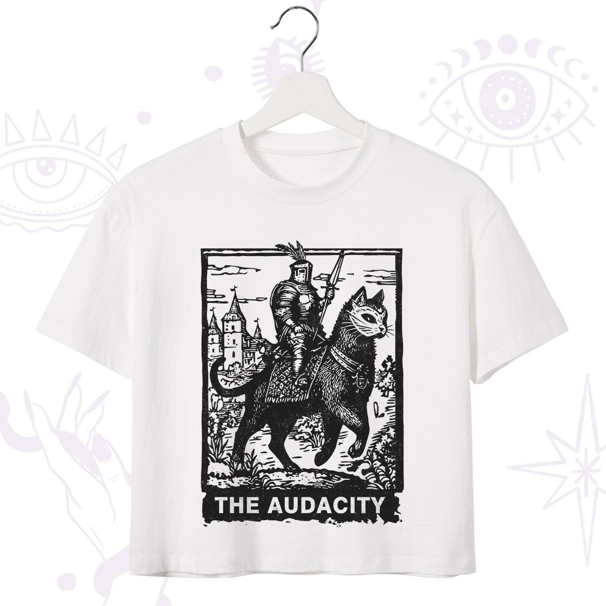 Purplehecate The Audacity Knight Cat Crop T-Shirt